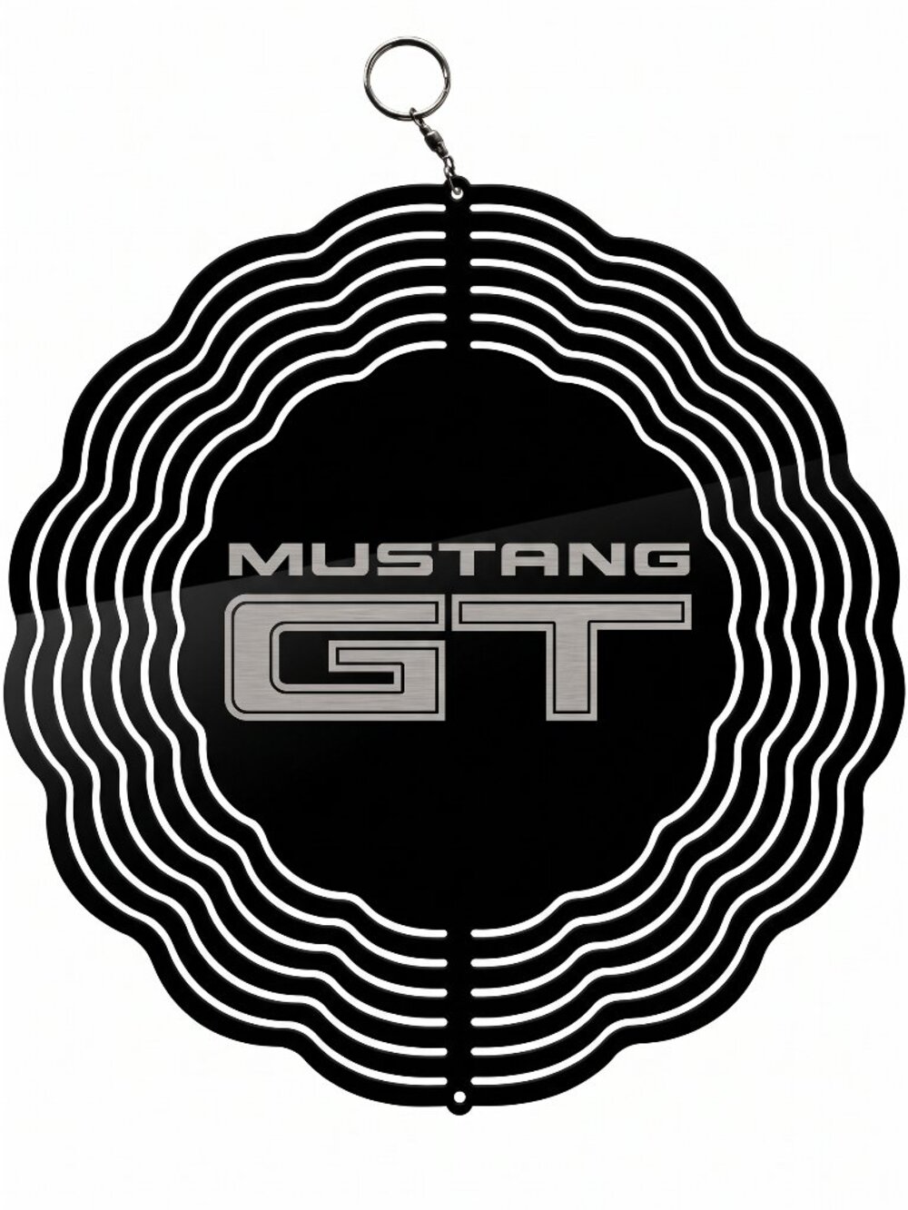 10" Ford Mustang GT Logo Kinetic Wind Spinner - Black Metal Yard Decor